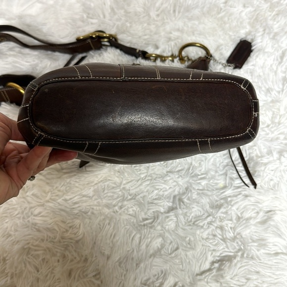 VINTAGE COACH CHELSEA  LACED DUFFLE CROSSBODY SHOULDER BAG 10399 Dark BROWN - Picture 8 of 13